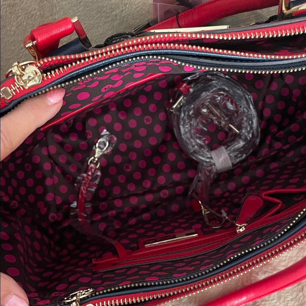 Nicole Lee Black Tote with Red Trim and Floral Appliqué - Picture 3 of 4